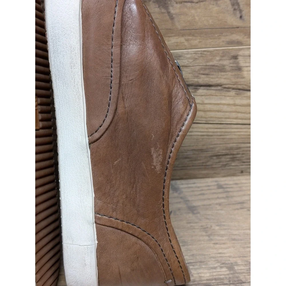 Frye‎ Brown Leather Zip Slip-On Sneakers Women's 10 Minimalist Casual